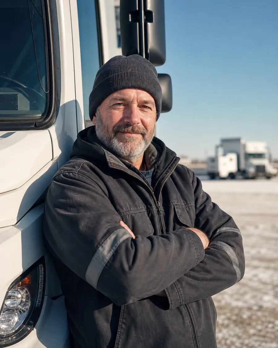 South Port Transport driver beside the truck