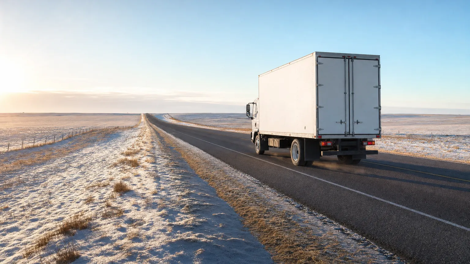 Box truck on the highway south of Regina