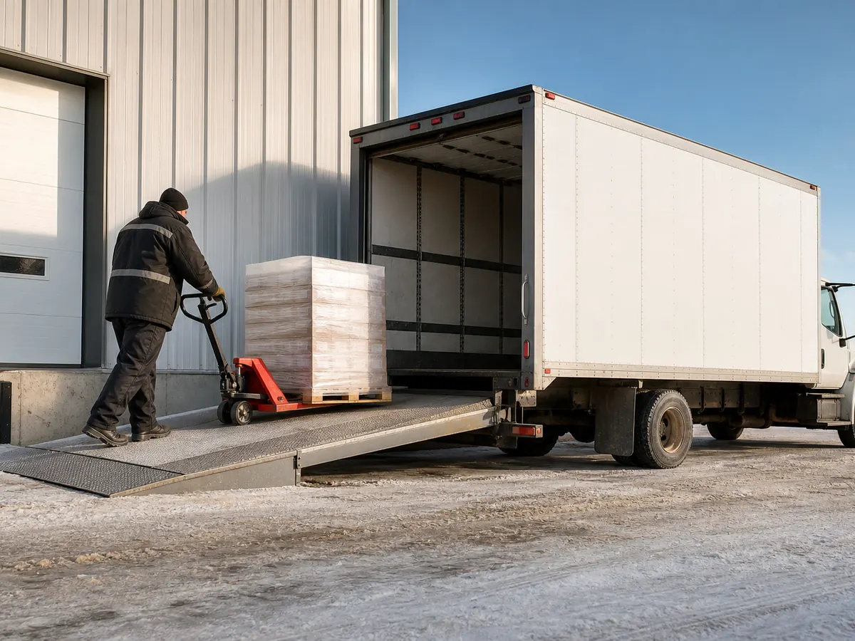 Loading a pallet at a customer dock